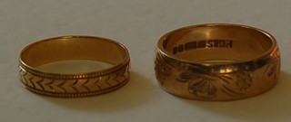 An 18ct gold wedding band and a 9ct gold wedding band