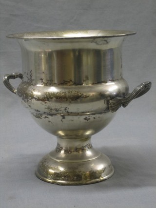 A silver plated twin handled wine cooler 9 1/2"