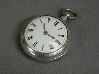 A fusee pair cased pocket watch by Charles Weatie of Chichester contained in a silver case