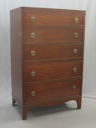 A Georgian style mahogany chest of 5 long graduated drawers, raised on bracket feet 32"