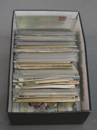A shoe box containing 300 various postcards of children, art and photography, including reward cards etc