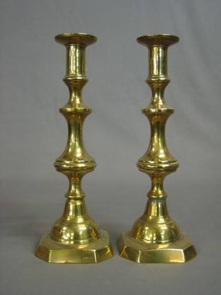 A pair of 19th Century brass candlesticks 11"