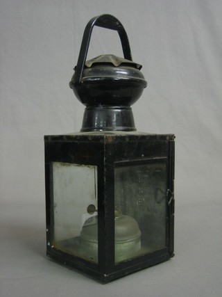 A British railways Eastern square Japanned hand lantern 13"