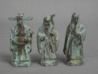 3 Eastern bronze figures of Deity's 3"