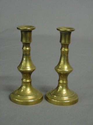 A pair of 19th Century brass taper sticks 4"