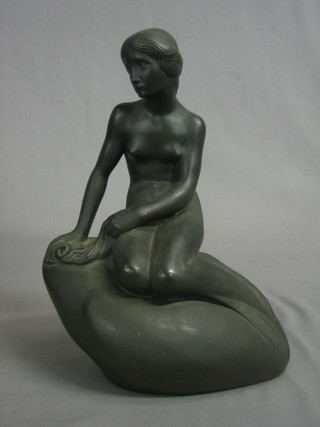 After Edward Erikaerk? Copenhagen, a bronze figure of The Little Mermaid, also marked Brodr Grage Bronce Stgseri?  9"