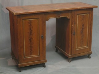 A Continental painted pine kneehole desk 43 1/2"
