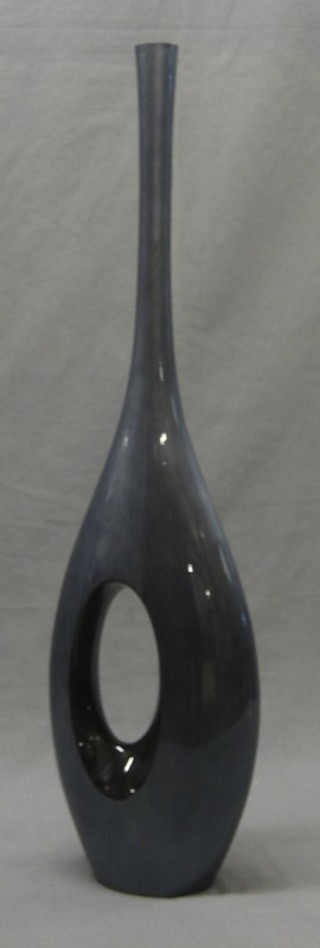 A Barbara Hetworth style tall lacquered  vase 28"