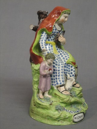 A 19th Century Staffordshire figure of The Widow (f), the base marked Walton 10"