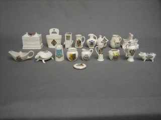 17 various items of crested china