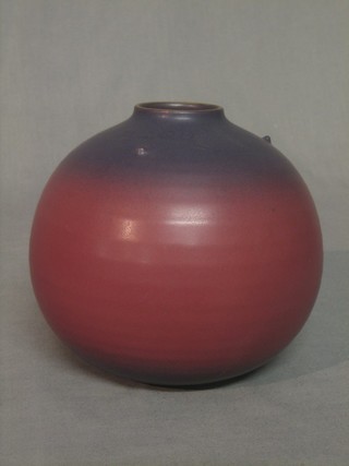 A red glazed "Koransha" globular shaped vase 6"