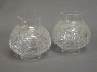 A pair of cut glass candle shades 5"