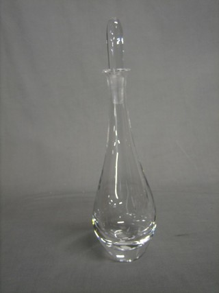 A clear glass club shaped decanter and stopper by Orrefors 14"