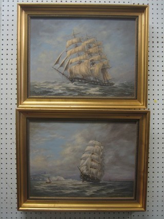 M Parsons, a pair of oil paintings on canvas "Three Masted Clippers" 11" x 15" signed and dated '75