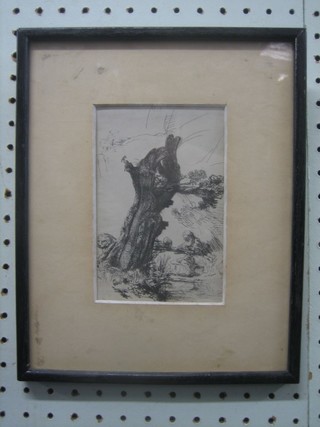 A monochrome print "Seated Figure Reading" 6" x 4"