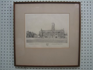 Wallis Hester, monochrome print "Christ's Hospital School Horsham" 7" x 10"