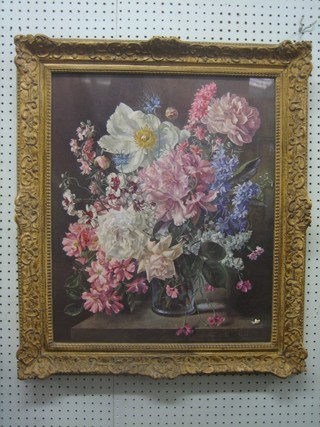 Lionel Ellis, a coloured print, still life study "Vase of Flowers" 23" x 19"