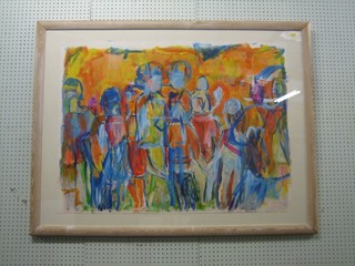 A large and impressive 20th Century impressionist painting "Farmers Wedding" 31" x 41"