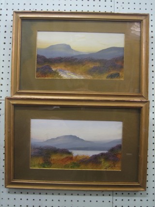 H A R Lisle, a pair of Victorian oil paintings on board "Moorland Scene" 6" x 10 1/2"