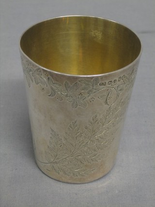 A Victorian engraved silver beaker London 1871 4 ozs