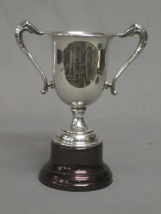 A silver twin handled trophy cup, Birmingham 1936 7 ozs
