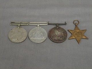 A 1939-45 Star, 2 WWII British War medals (1 suspension f) and a Defence medal