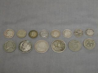 A 1912 silver threepence, do. 1913, do. 1920 together with a Victorian 1901 shilling and 10 various silver coins