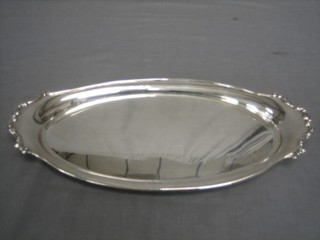 An oval silver twin handled tray, Birmingham 1915 12 ozs