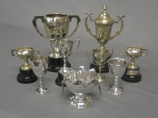 9 various silver plated trophies