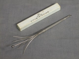 A silver swizzle stick Birmingham 1390 cased
