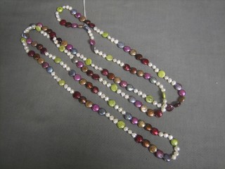 A long string of multi-coloured fresh water pearls