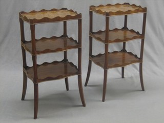 A pair of Georgian style mahogany rectangular 3 tier etageres 14"