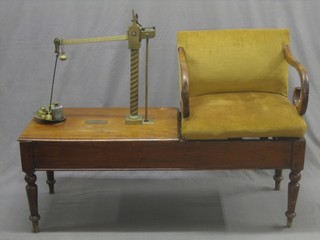 A pair of 19th Century mahogany and brass Jockey scales by Stevens & Sons London, complete with weights 48"