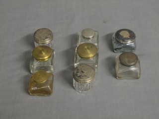 8 various square glass bottles with plated mounts