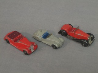 3 Dinky Toys cars in the form of a sports car, a Sunbeam and a  Fraz/Nash