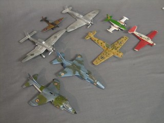 A Dinky model Junkers UB87B together with 7 other model aircraft