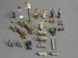 A Britains dove cot and a collection of other Britains figures