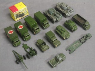 2 Dinky military ambulances 626, 2 Dinky Army wagons 623, various other Dinky toys etc