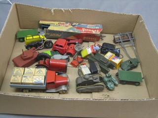 A Mimic clockwork drop sided truck, a Mimic clockwork tractor and other various toys etc