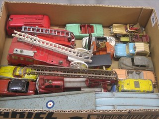 4 Dinky fire engines and a collection of other Dinky toys