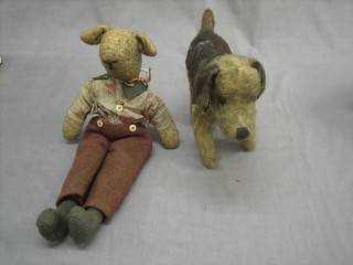 A Merrythought figure of a walking dog with Merrythought hygienic stud 7" and a figure of a mouse (2)