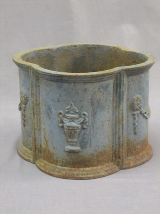 A Victorian style shaped iron planter with swag and urn decoration 12" 