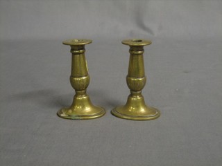 A pair of 18th Century brass taper sticks 3"