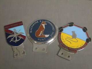 3 various enamelled car badges - Forces Motoring Club, Arabian Desert Motor Club Persian Gulf and Blackmoor and Sparkford Vale Hunt