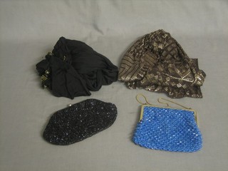 2 ladies evening bags and 2 shawls