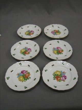 6 20th Century German porcelain plates, the base marked Herend 1515 and with floral decoration 6"