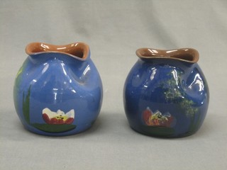 A pair of Torquay style vases decorated King Fishers 4"