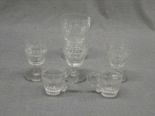A 19th Century glass rummer, 3 matching port glasses and 2 custard glasses