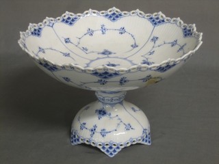 A Royal Copenhagen floral blue and white table centre piece, the base marked 86 1022, 11"