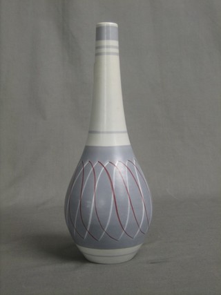 A Poole Pottery club shaped vase, the base marked PRB  11"